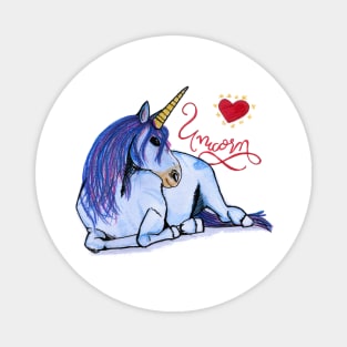 I love unicorns beautiful blue unicornio gift Magnet